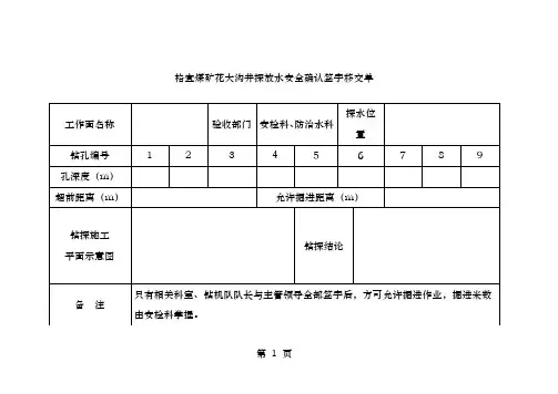 几种探放水安全确认签字移交单