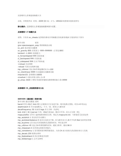 反恐精英1.5秘籍大全