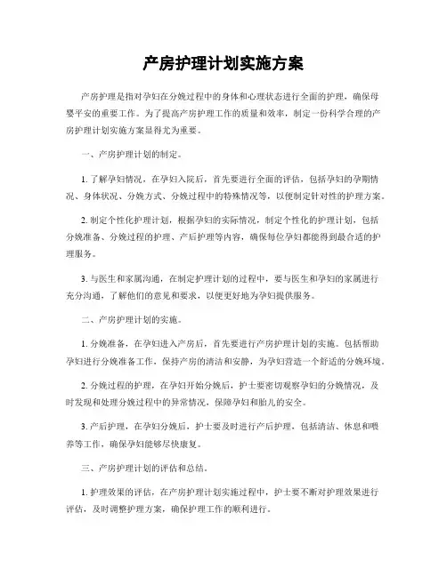 产房护理计划实施方案