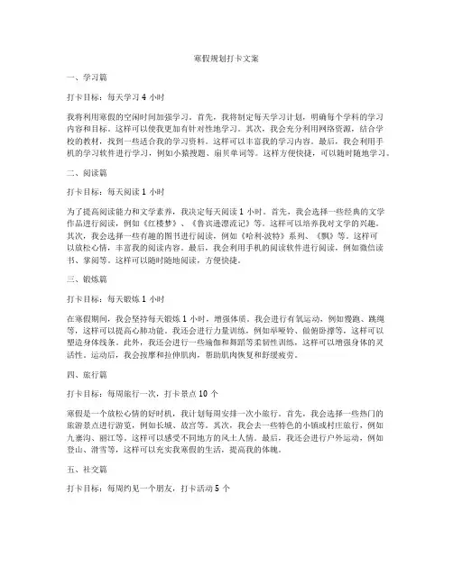 寒假规划打卡文案