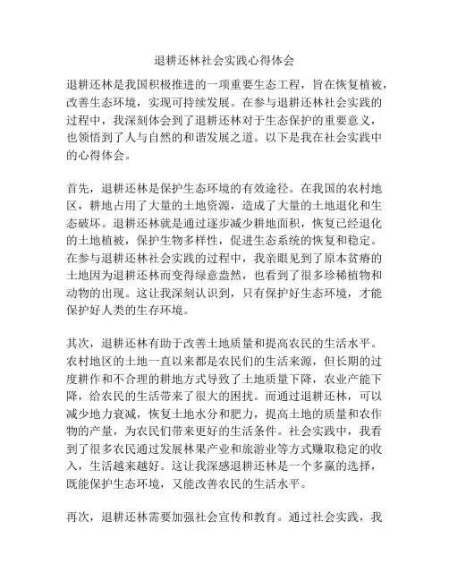 退耕还林社会实践心得体会