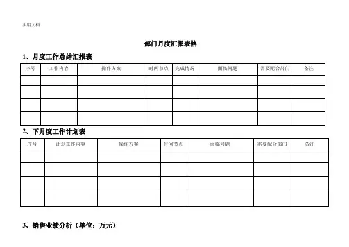 汇报工作表格