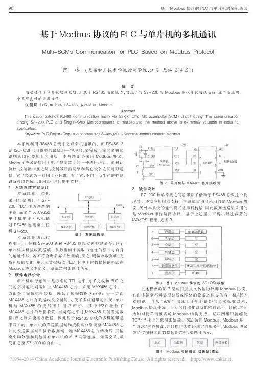 基于Modbus协议的PLC与单片机的多机通讯