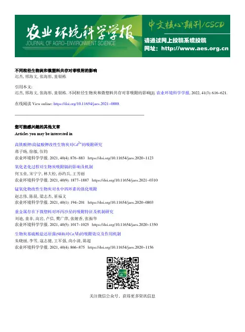 不同粒径生物炭和微塑料共存对菲吸附的影响