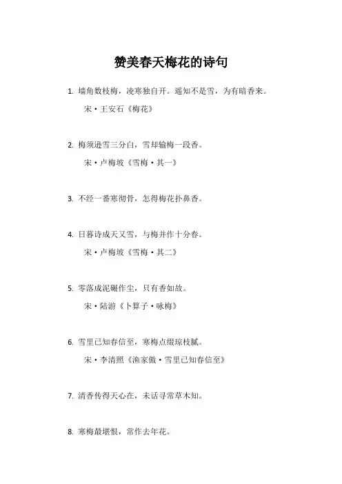 赞美春天梅花的诗句