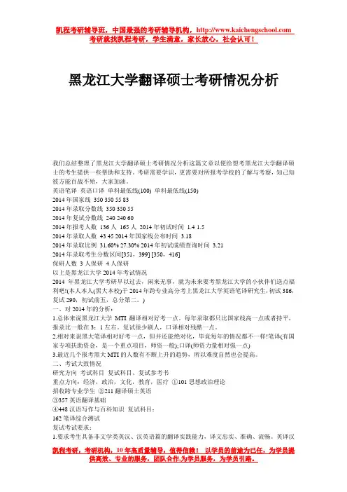 黑龙江大学翻译硕士考研情况分析