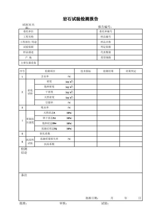 岩石试验检测报告