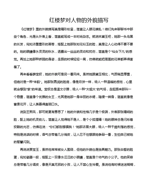 红楼梦对人物的外貌描写