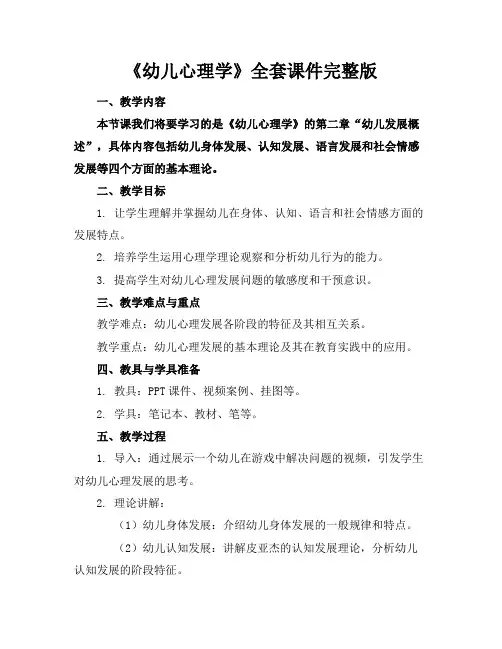 《幼儿心理学》全套课件完整版