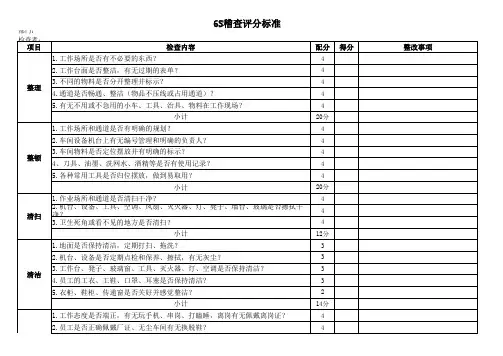 6S稽查评分标准