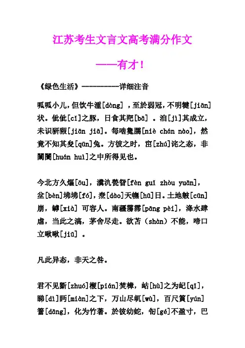 高考满分作文(江苏考生)