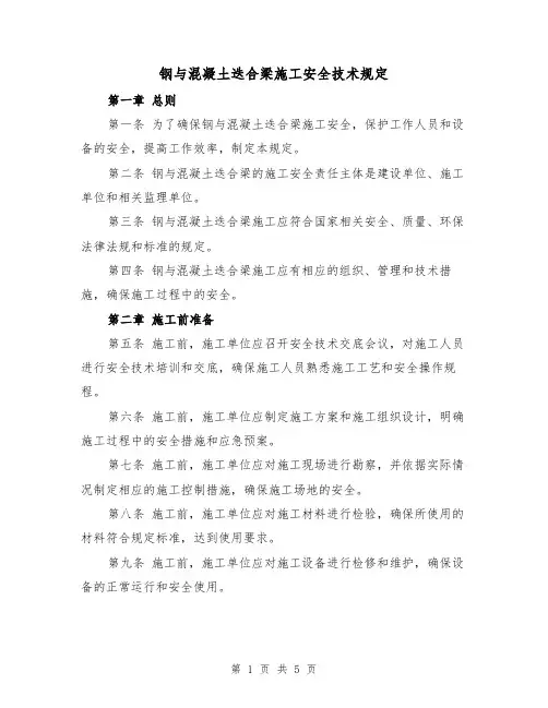 钢与混凝土迭合梁施工安全技术规定（二篇）