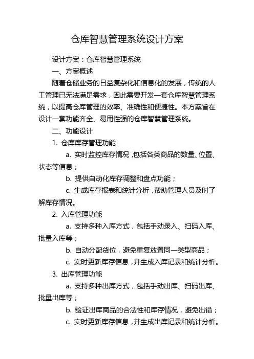 仓库智慧管理系统设计方案