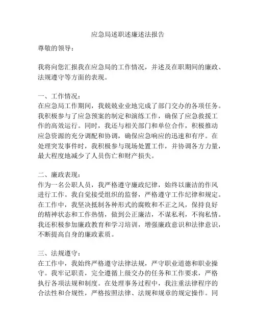 应急局述职述廉述法报告
