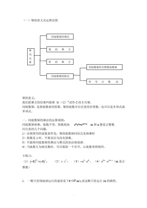 七年级数学幂的运算教案