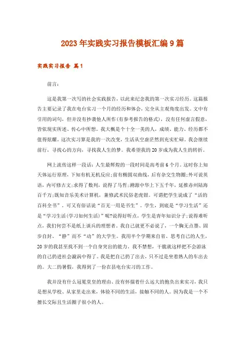 2023年实践实习报告模板汇编9篇_5