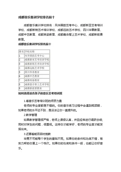 成都音乐集训学校排名前十