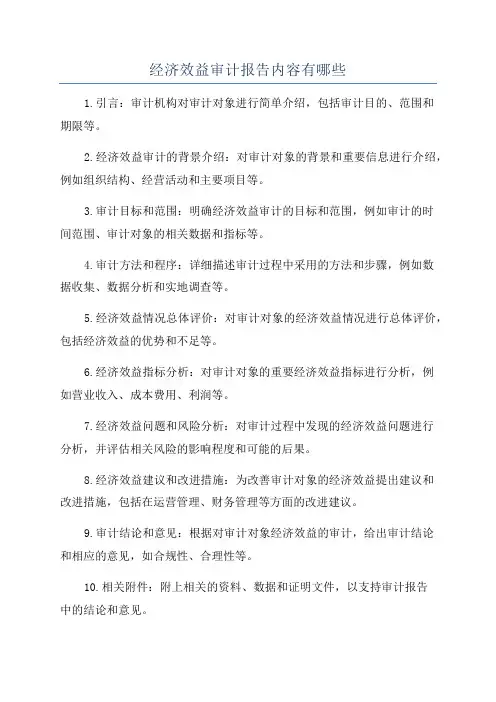 经济效益审计报告内容有哪些