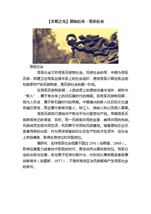 【文明之光】原始社会－母系社会