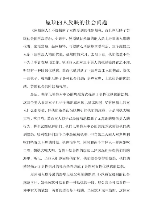 屋顶丽人反映的社会问题