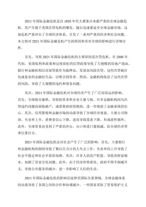 2024年国际金融危机的产生和影响