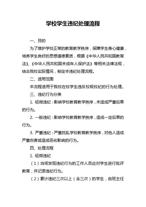 学校学生违纪处理流程