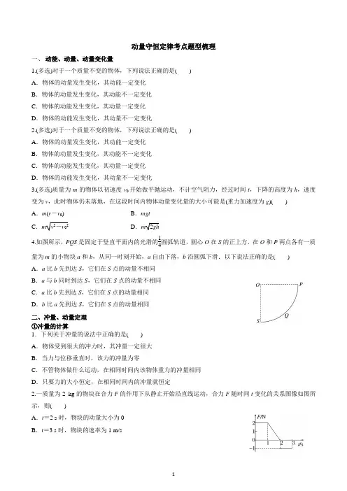 2023届高考物理一轮复习练习：动量守恒定律考点题型梳理