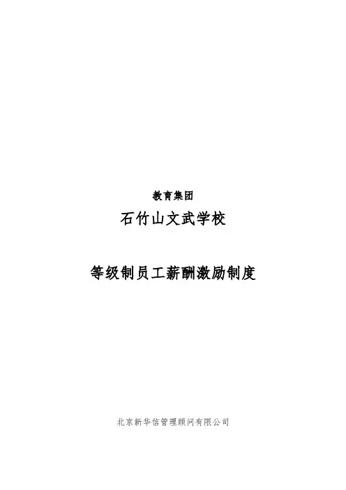 石竹山等级薪酬激励制度