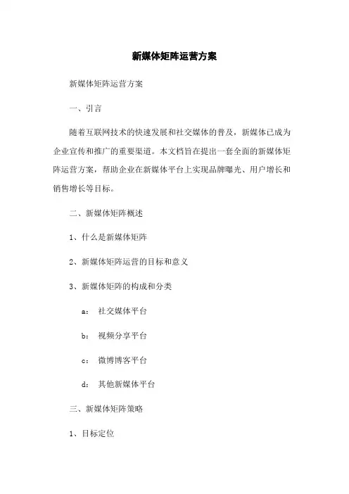 新媒体矩阵运营方案