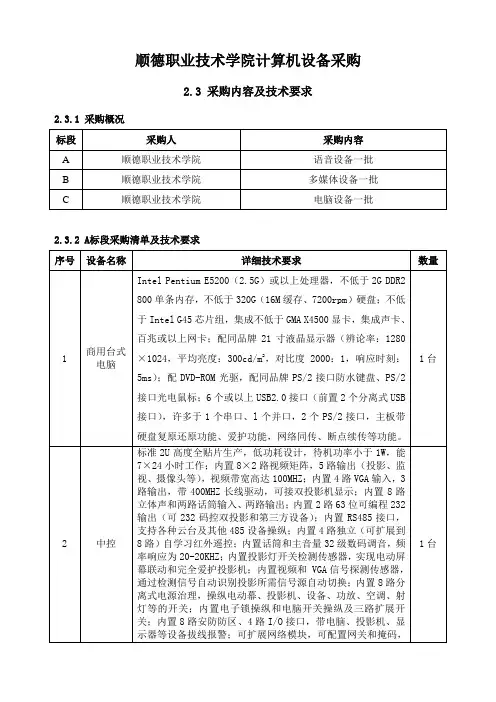 顺德职业技术学院计算机设备采购