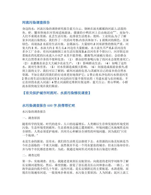 河流环境调研报告范文