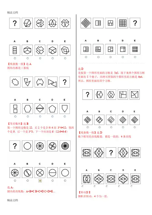最新【精品整理版】宝洁网申图形推理题-整理版-附详细解答