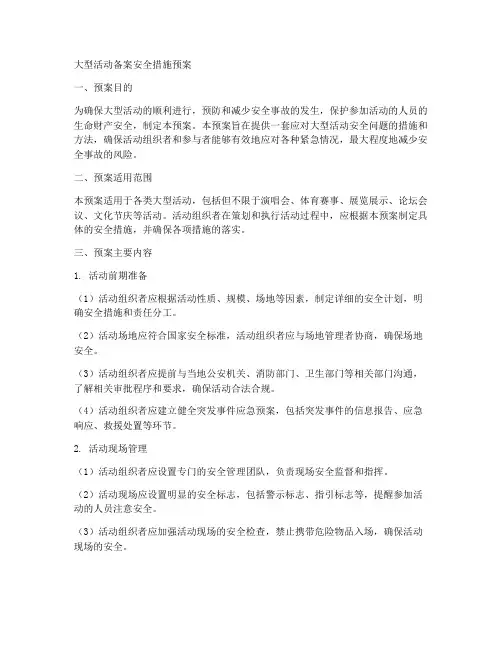 大型活动备案安全措施预案