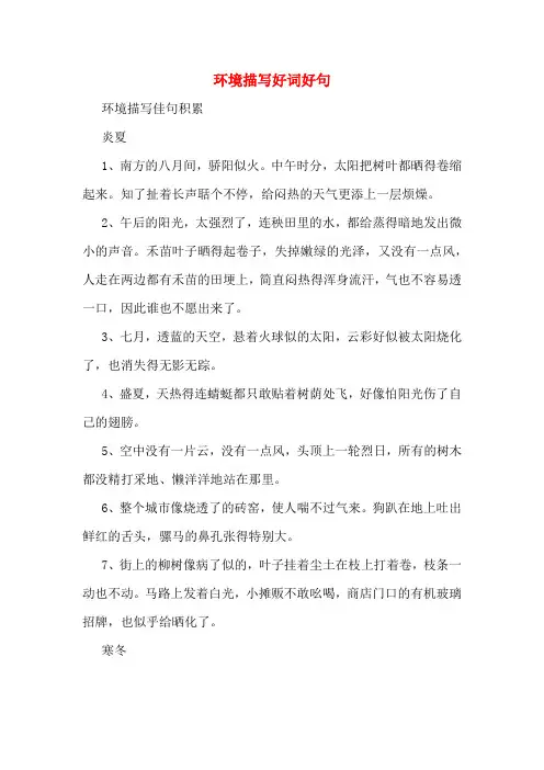 环境描写好词好句