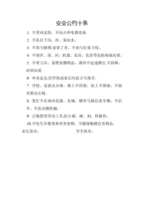 安全公约十条