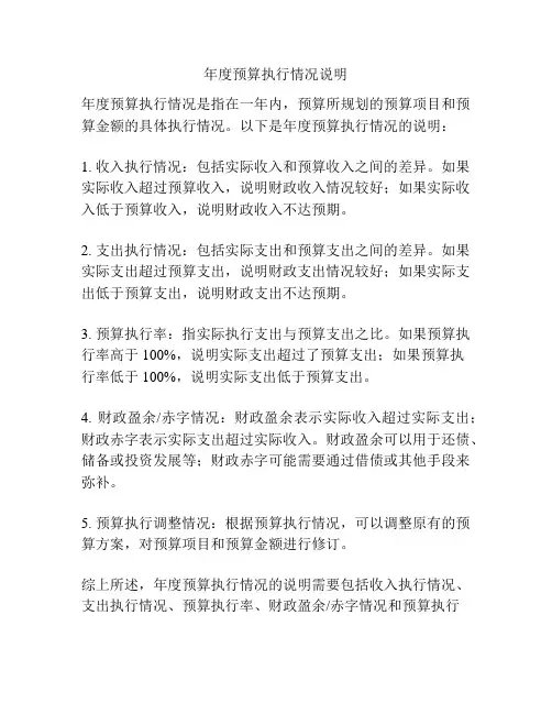 年度预算执行情况说明