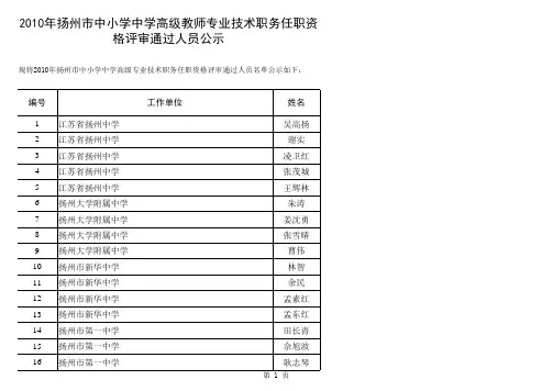 2010扬州中学高级公示