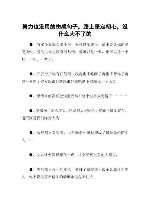 努力也没用的伤感句子,路上坚定初心,没什么大不了的