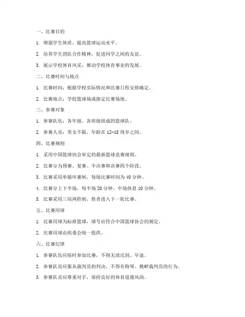 中学篮球比赛章程模板范文