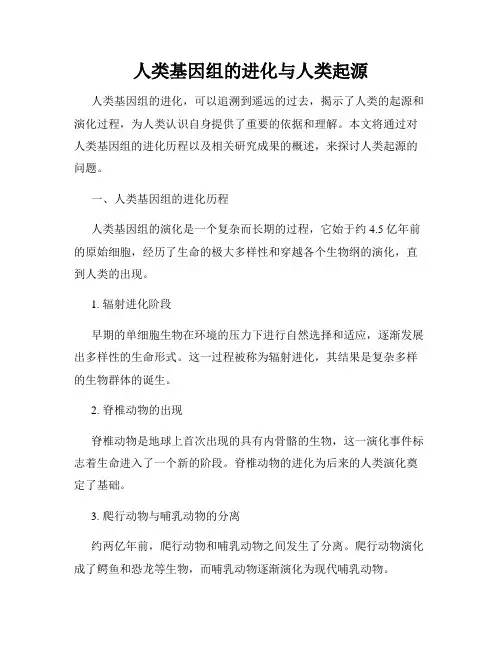 人类基因组的进化与人类起源