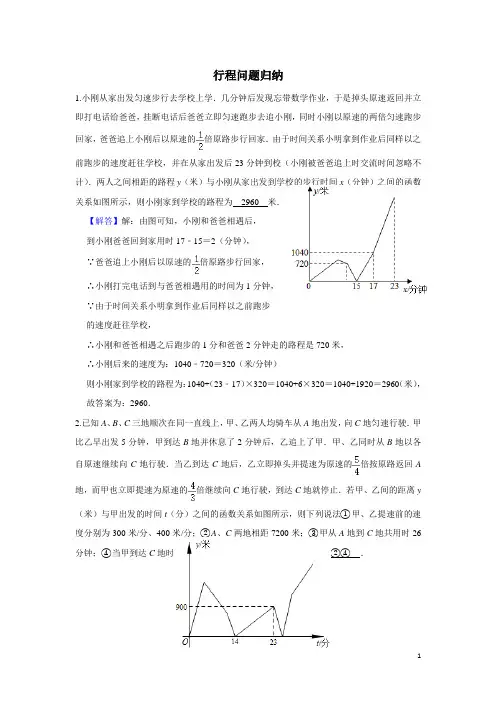 初中数学行程问题类题目及答案(完美版)
