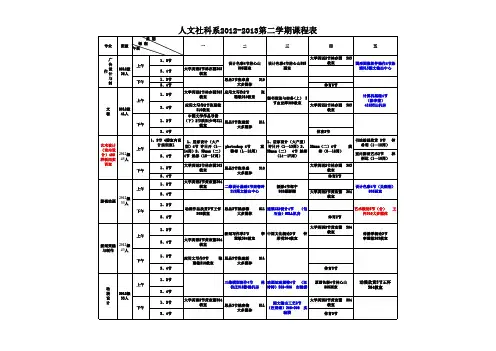 2013.2.26人文系2012-2013第二学期课表