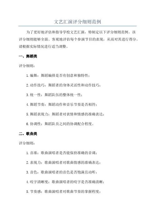 文艺汇演评分细则范例
