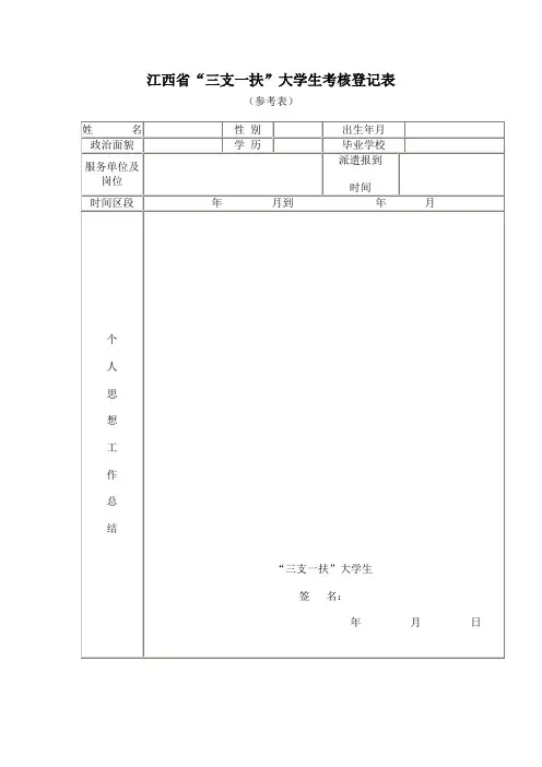 江西省“三支一扶”大学生考核登记表