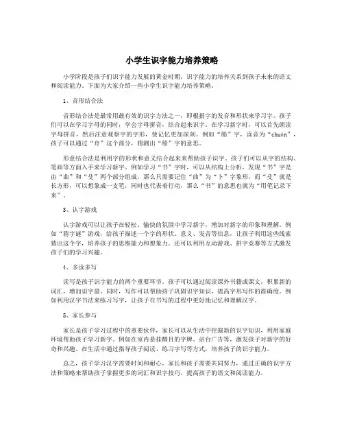 小学生识字能力培养策略