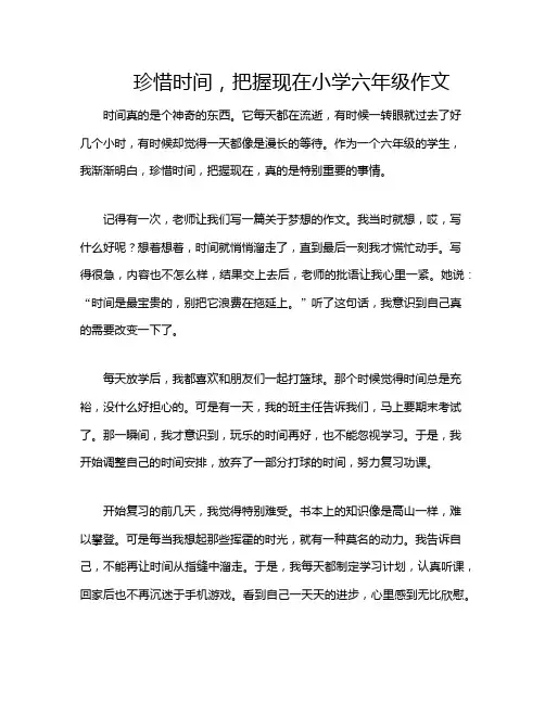 珍惜时间,把握现在小学六年级作文