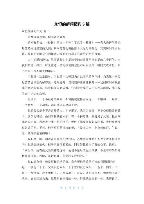 永恒的瞬间精彩5篇