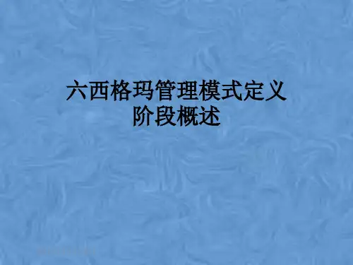 六西格玛管理模式定义阶段概述