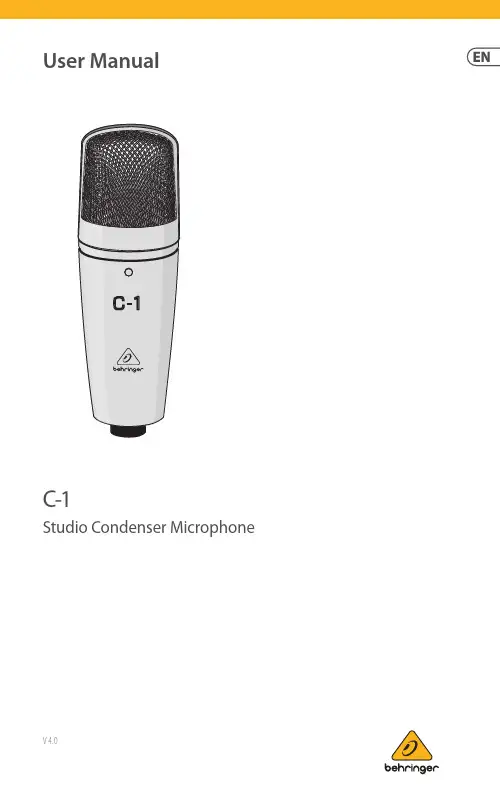 百灵达 C-1 录音棚电容话筒使用手册说明书