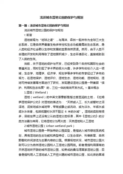 浅谈城市湿地公园的保护与规划